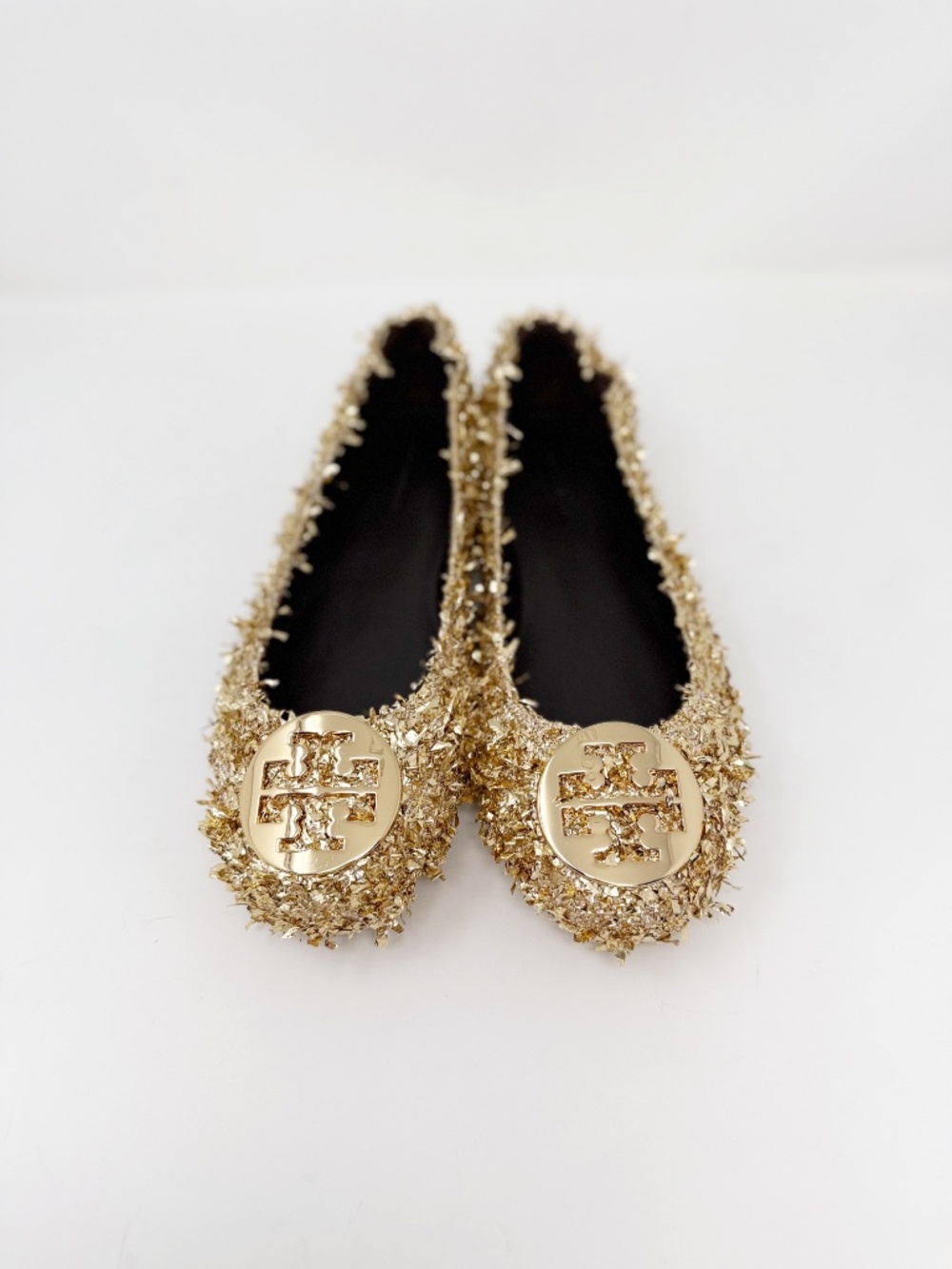 New Tory Burch Minnie Travel Ballet Flats In Gold Confetti Sz 8.5 - Picture 7 of 13